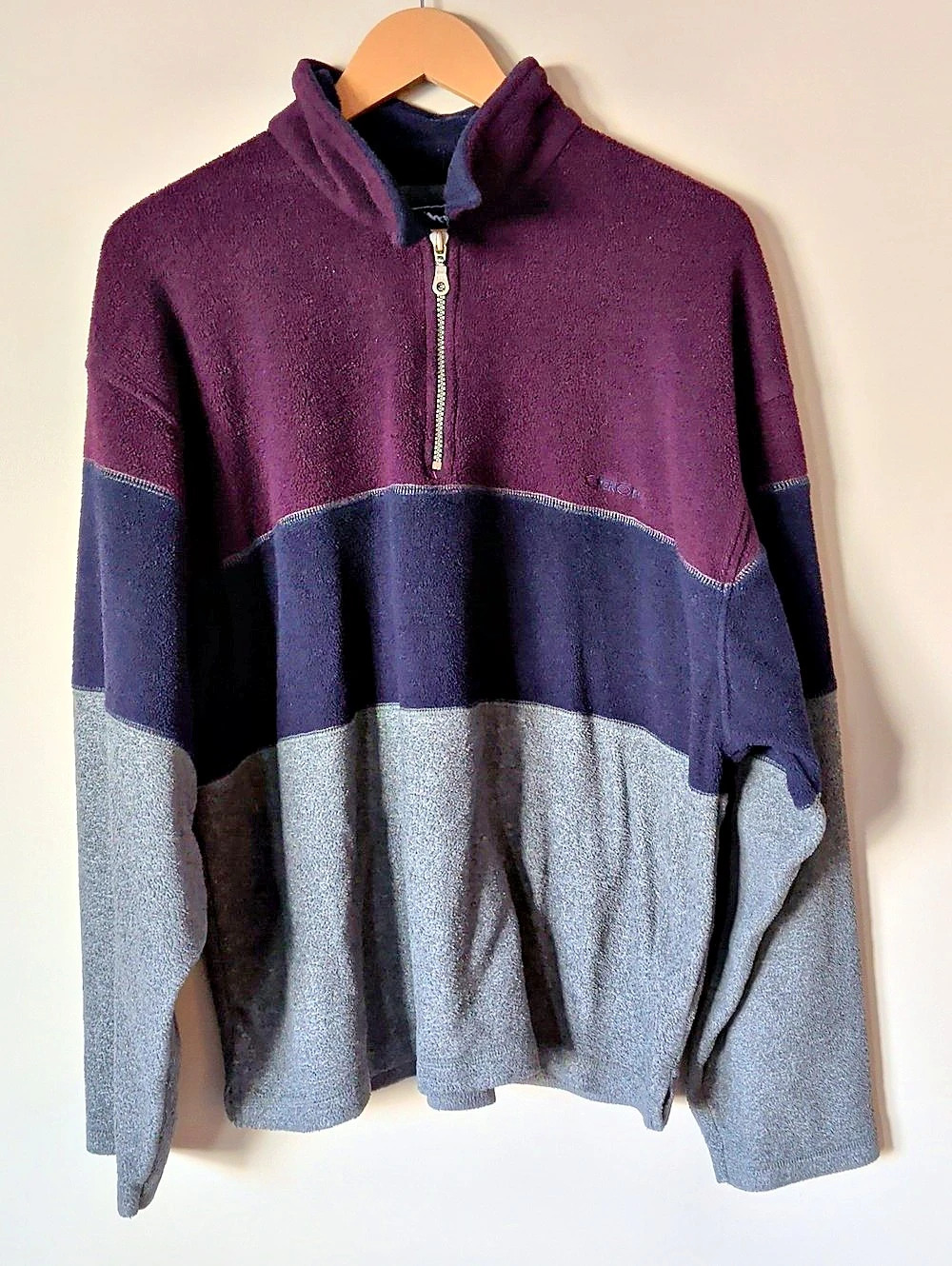 Cherokee Color Block Fleece Quarter Zip Purple XL